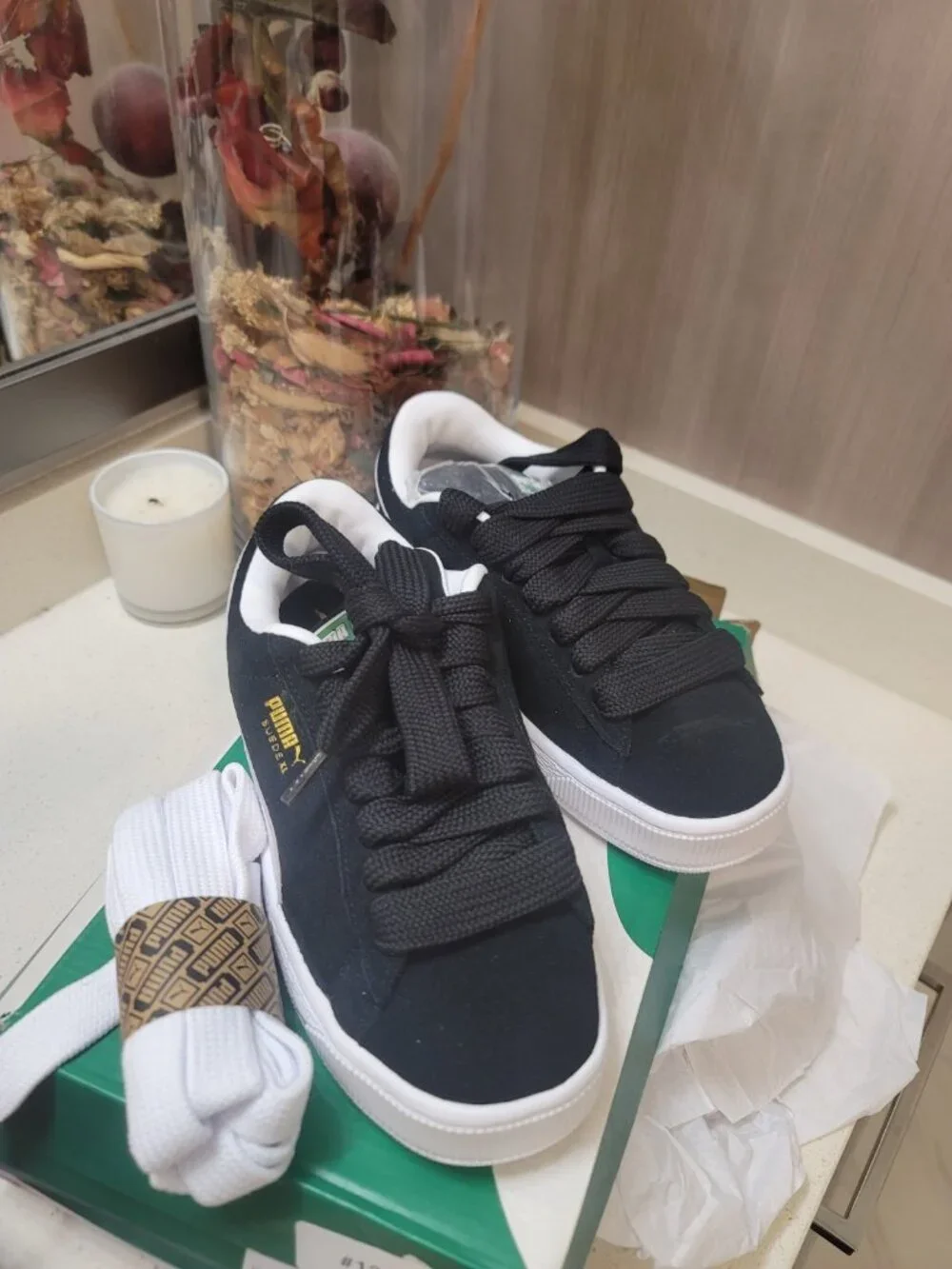 Puma Suede XL Black White LifeStyle Casual Shoes 395205-02 Men's Size 7